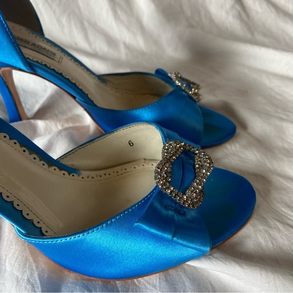 Benjamin Adams London Blue Dyed Duchesse Silk Heels - Picture 9 of 13